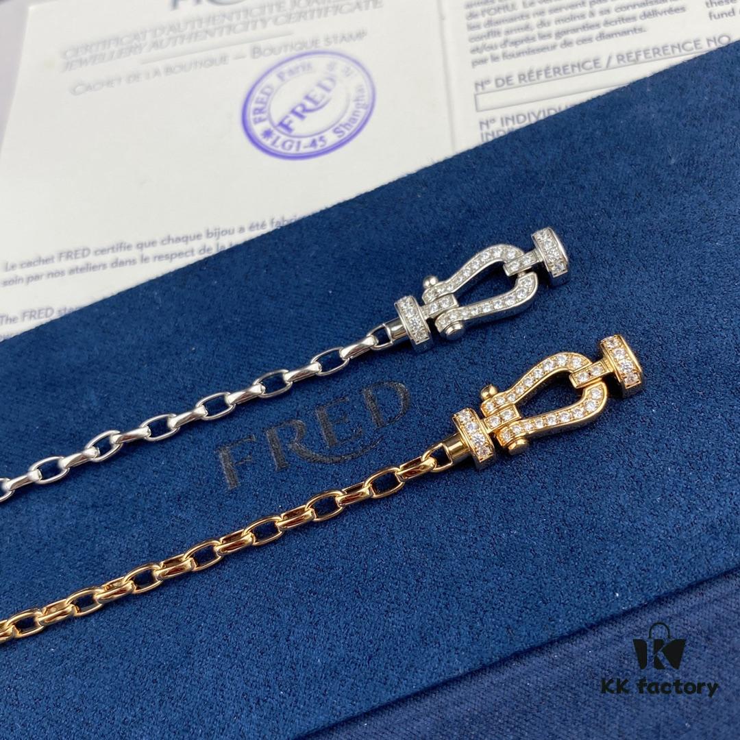 New 925 Sterling Silver Luxury Buckle Bracelet by Fred, Micro-Paved 18K Gold Plated, Thickened Platinum Rose Gold Fashion Designer Jewelry