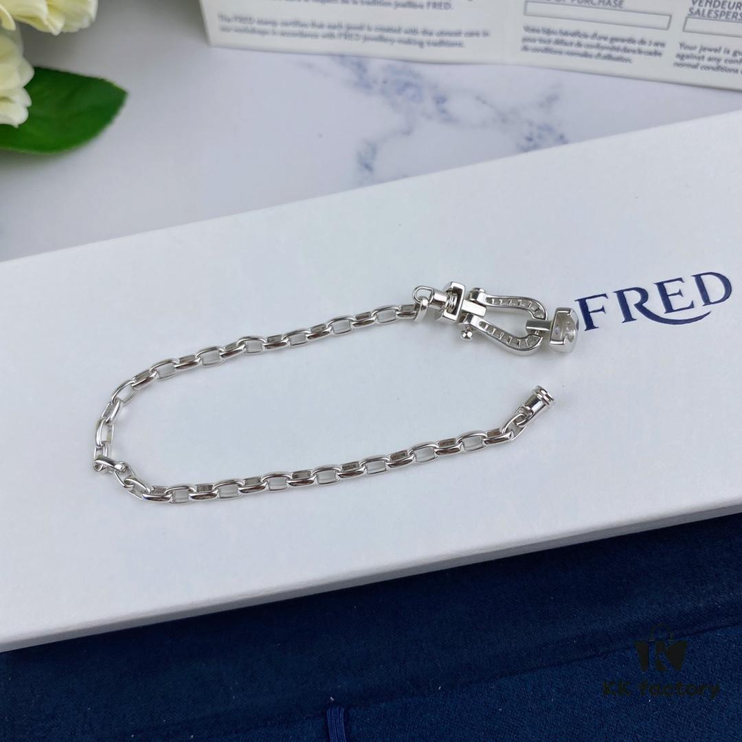 New 925 Sterling Silver Luxury Buckle Bracelet by Fred, Micro-Paved 18K Gold Plated, Thickened Platinum Rose Gold Fashion Designer Jewelry