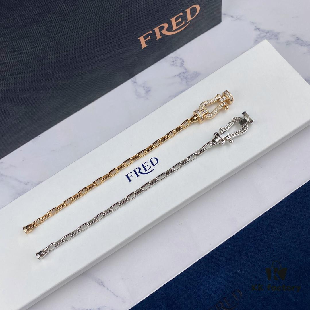 New Arrival! Fred Large Buckle Bracelet – High-End Custom Pure Silver, Thickened 18K Gold Plated, Precision Micro-Pave, Fashion Statement Piece in Platinum and Rose Gold