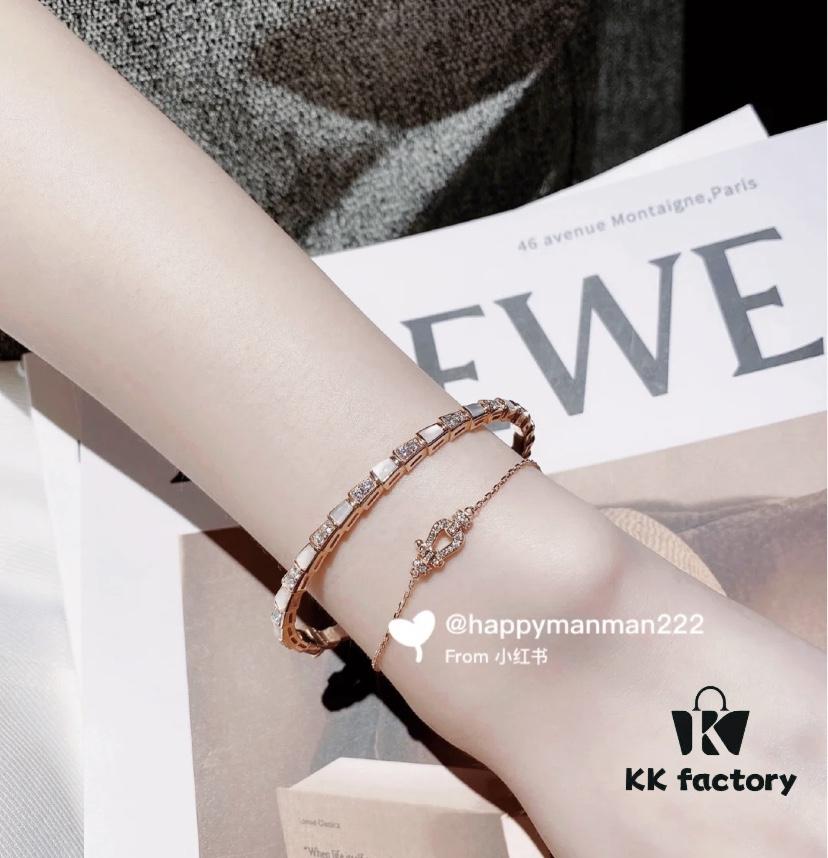 Fred Force 18K Gold Plated Sterling Silver Horse-Shoe Charm Bracelet with Micro-Paved Zirconia - Luxury Fashion Designer Jewelry, Rhodium, Rose Gold, Yellow Gold Finish