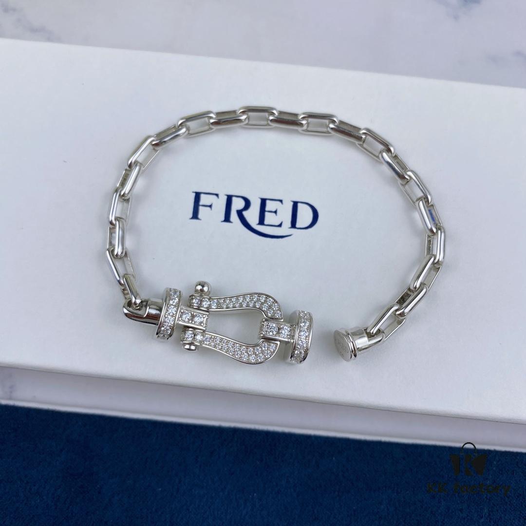 New Arrival! Fred Large Buckle Bracelet – High-End Custom Pure Silver, Thickened 18K Gold Plated, Precision Micro-Pave, Fashion Statement Piece in Platinum and Rose Gold