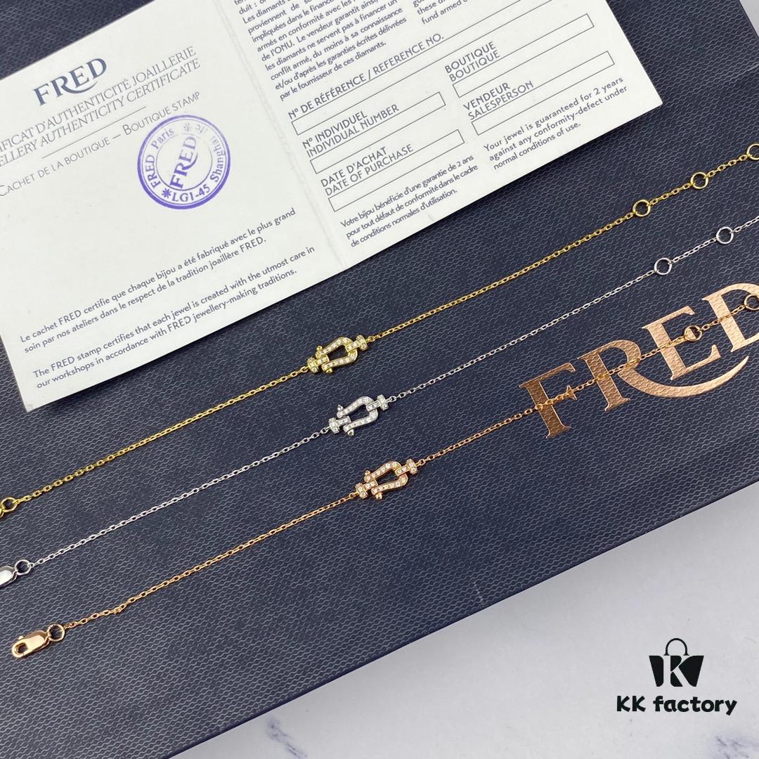 Fred Force 18K Gold Plated Sterling Silver Horse-Shoe Charm Bracelet with Micro-Paved Zirconia - Luxury Fashion Designer Jewelry, Rhodium, Rose Gold, Yellow Gold Finish