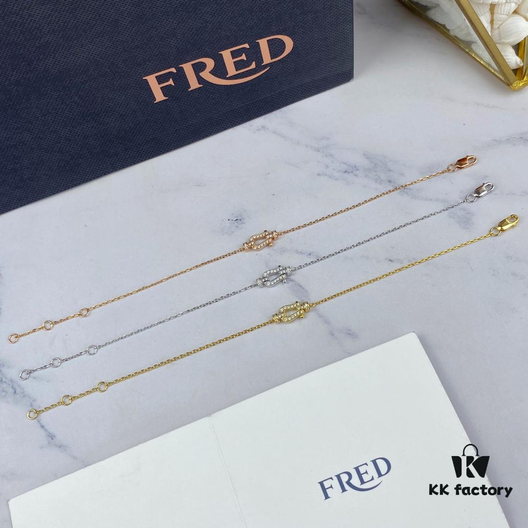 Fred Force 18K Gold Plated Sterling Silver Horse-Shoe Charm Bracelet with Micro-Paved Zirconia - Luxury Fashion Designer Jewelry, Rhodium, Rose Gold, Yellow Gold Finish