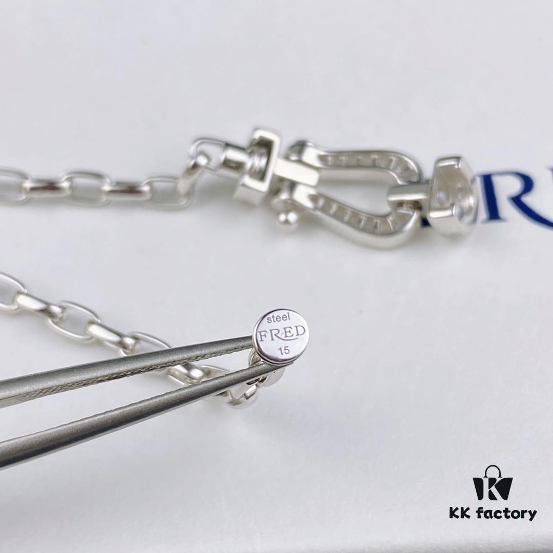 New 925 Sterling Silver Luxury Buckle Bracelet by Fred, Micro-Paved 18K Gold Plated, Thickened Platinum Rose Gold Fashion Designer Jewelry