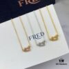 Fred Force 18K Gold Plated Sterling Silver Horseshoe Pendant Necklace with Full Diamond Micro-Pave Clasp
