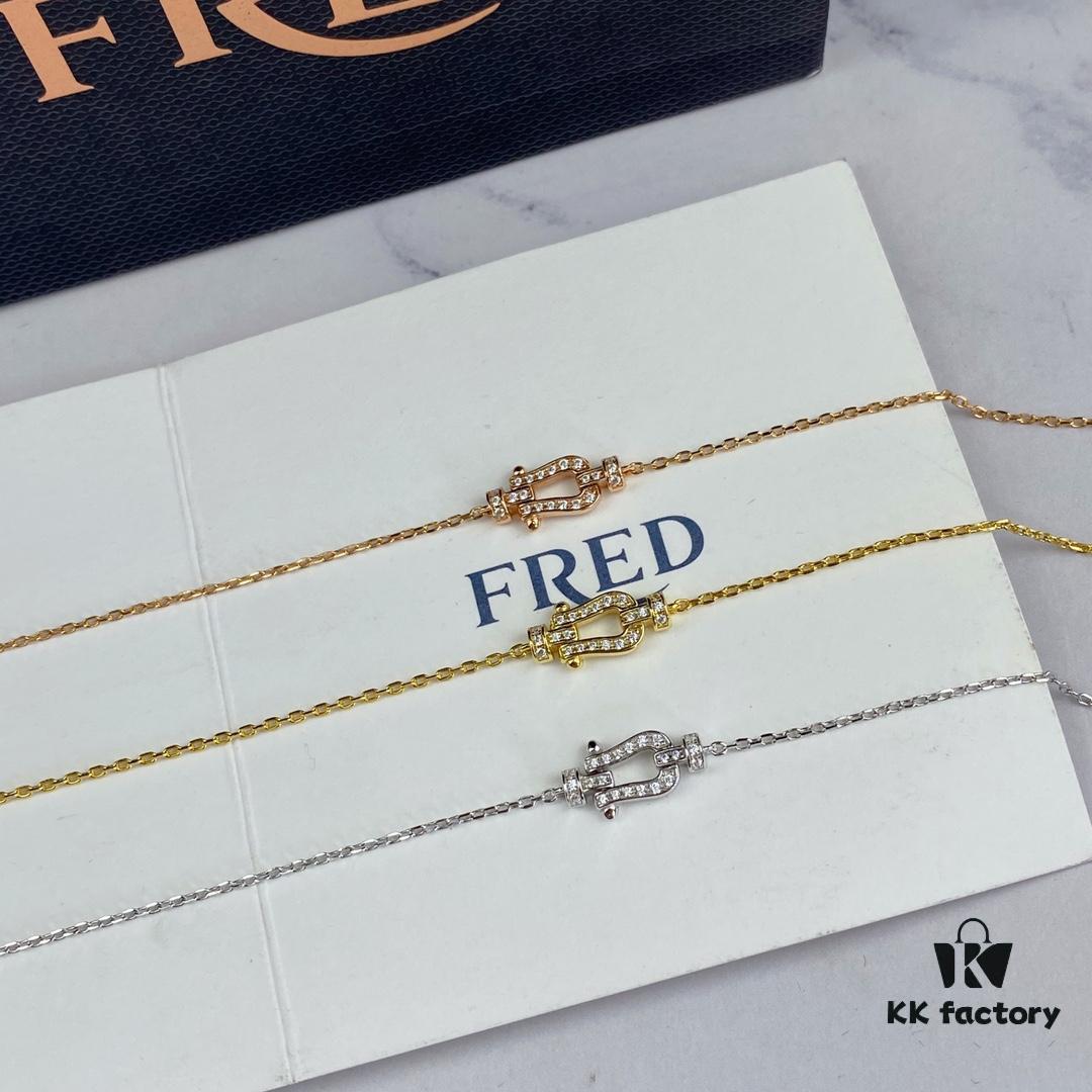 Fred Force 18K Gold Plated Sterling Silver Horse-Shoe Charm Bracelet with Micro-Paved Zirconia - Luxury Fashion Designer Jewelry, Rhodium, Rose Gold, Yellow Gold Finish