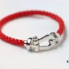 FRED Smooth U-Shaped Horsehoof Clasp Red Rope Bracelet