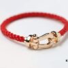 FRED Smooth U-Shaped Horsehoof Clasp Red Rope Bracelet