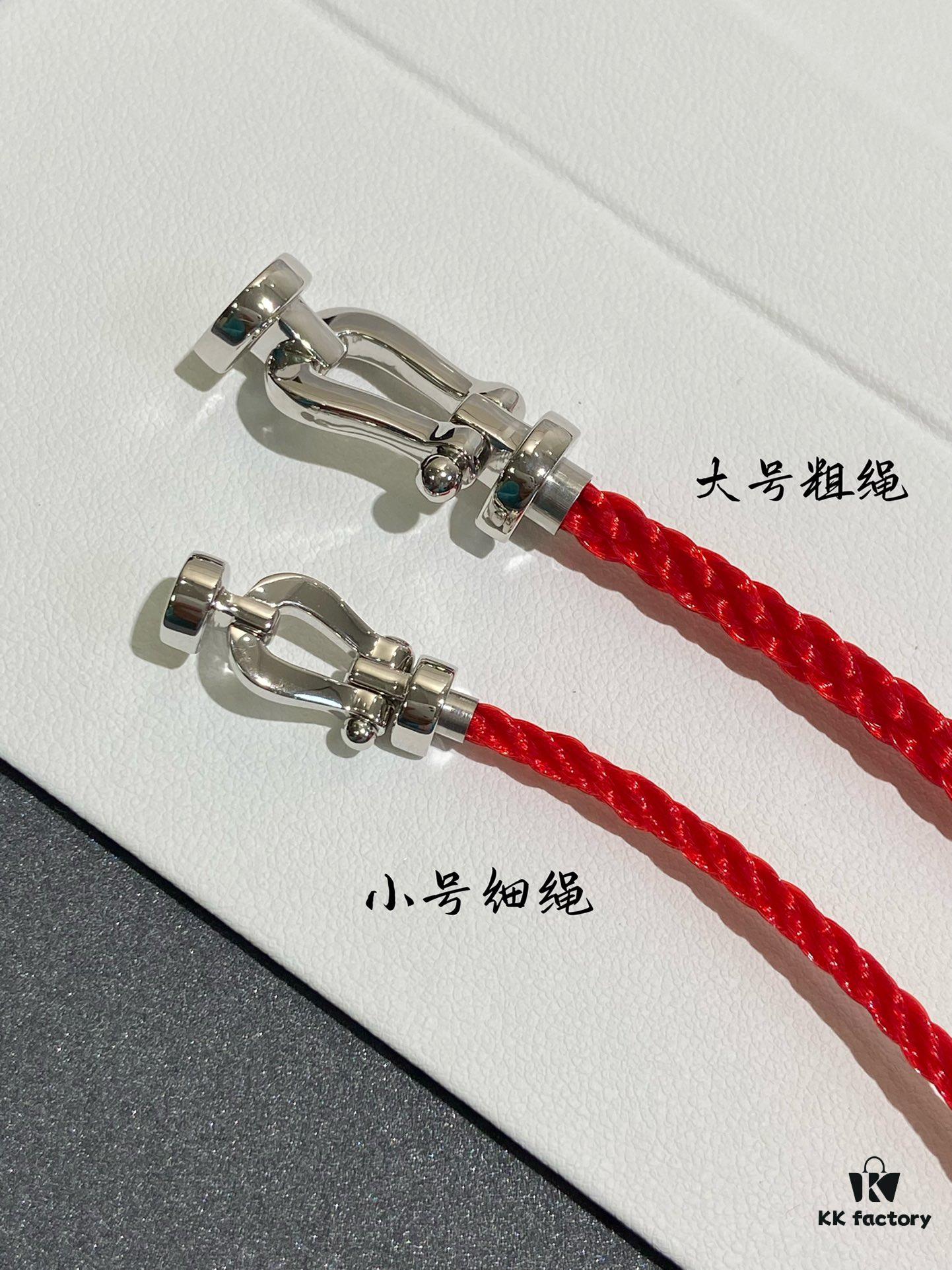 FRED France FORCE 10 Series Horse-Shoe Buckle Figure-8 Knot Red Rope Bracelet