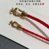 FRED France FORCE 10 Series Horse-Shoe Buckle Figure-8 Knot Red Rope Bracelet