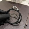 Fred Platinum Large Black Braided Bracelet Without Diamonds