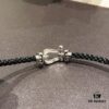 Fred Platinum Large Black Braided Bracelet Without Diamonds