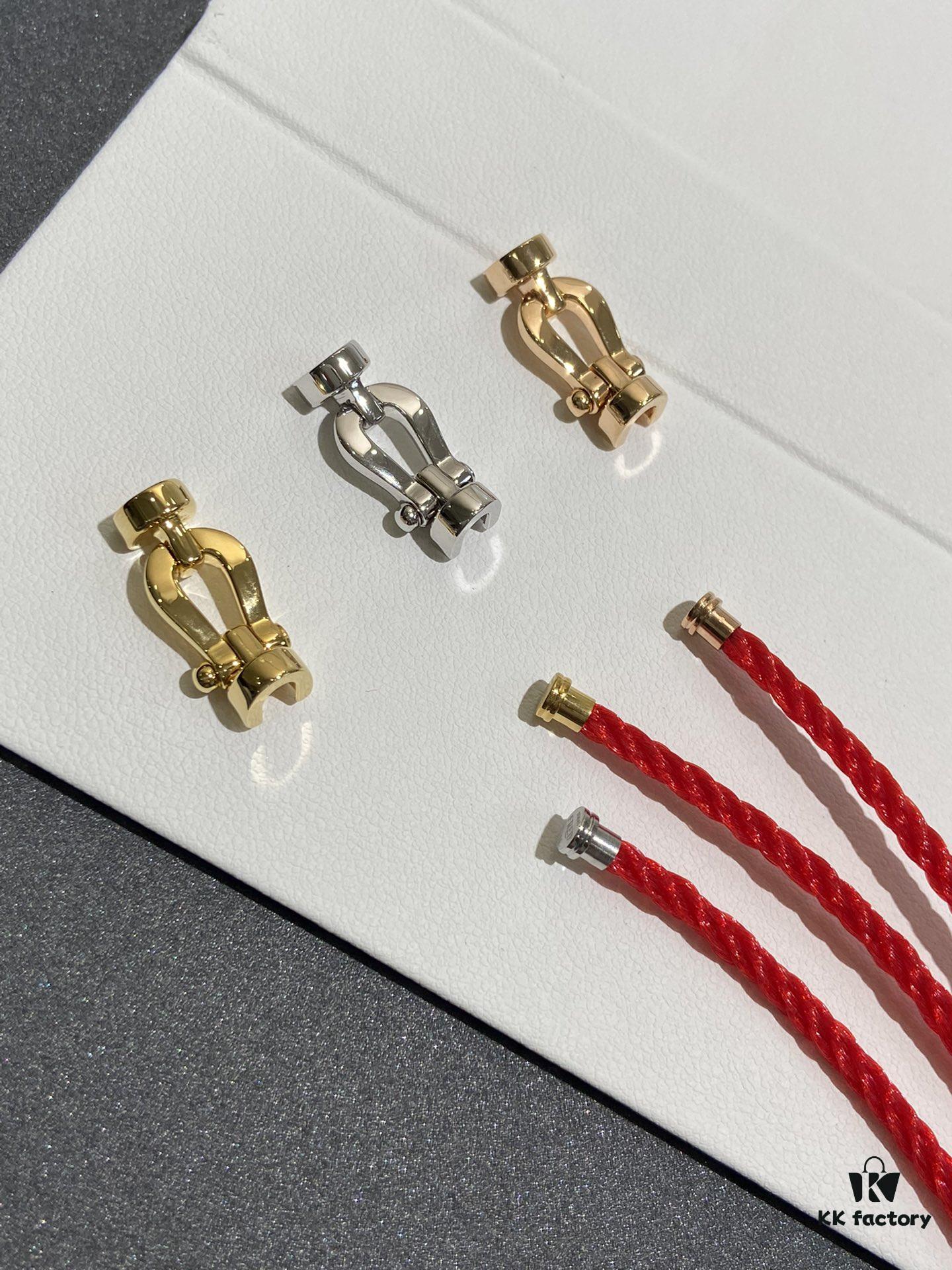 FRED France FORCE 10 Series Horse-Shoe Buckle Figure-8 Knot Red Rope Bracelet