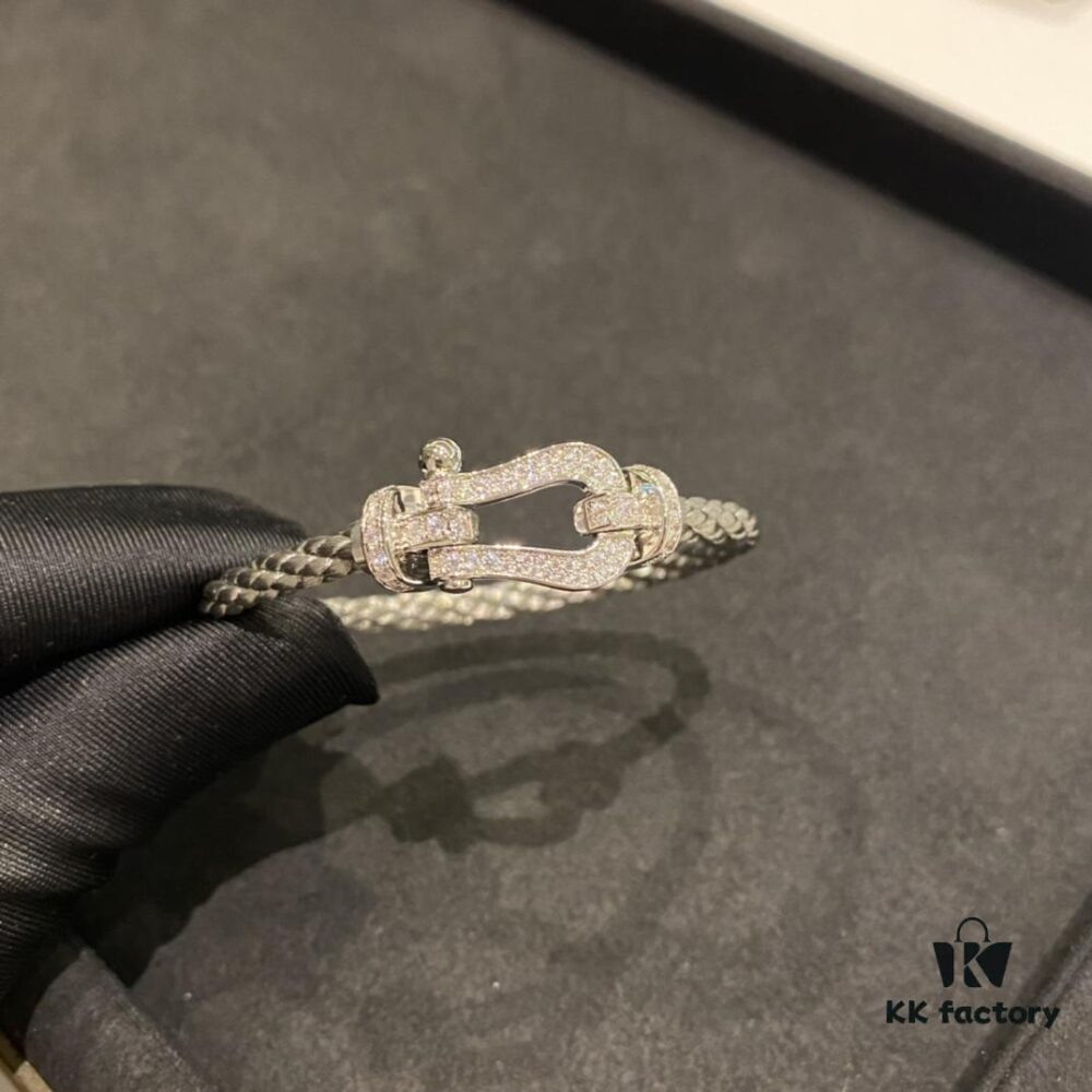 FRED Full Diamond Large Silver Bracelet