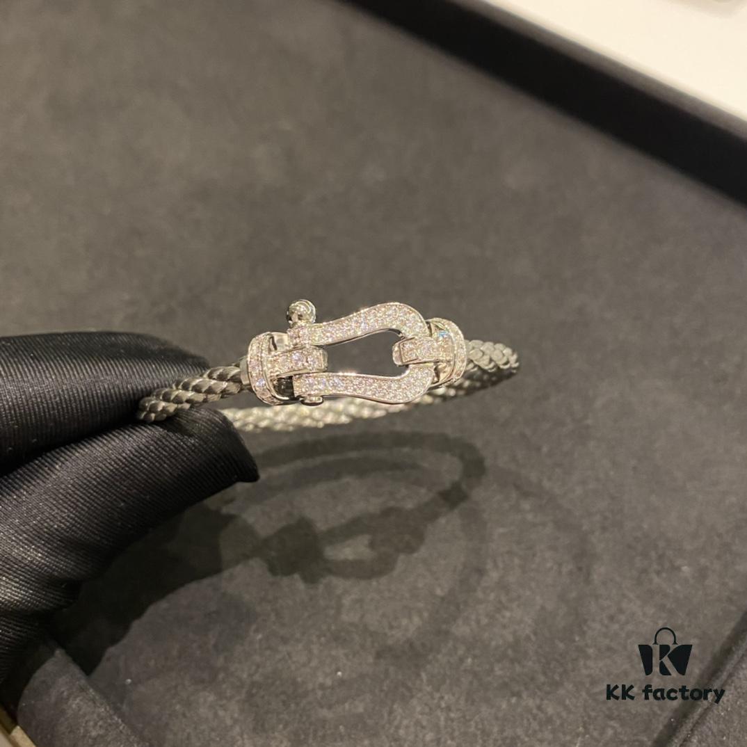 FRED Full Diamond Large Silver Bracelet