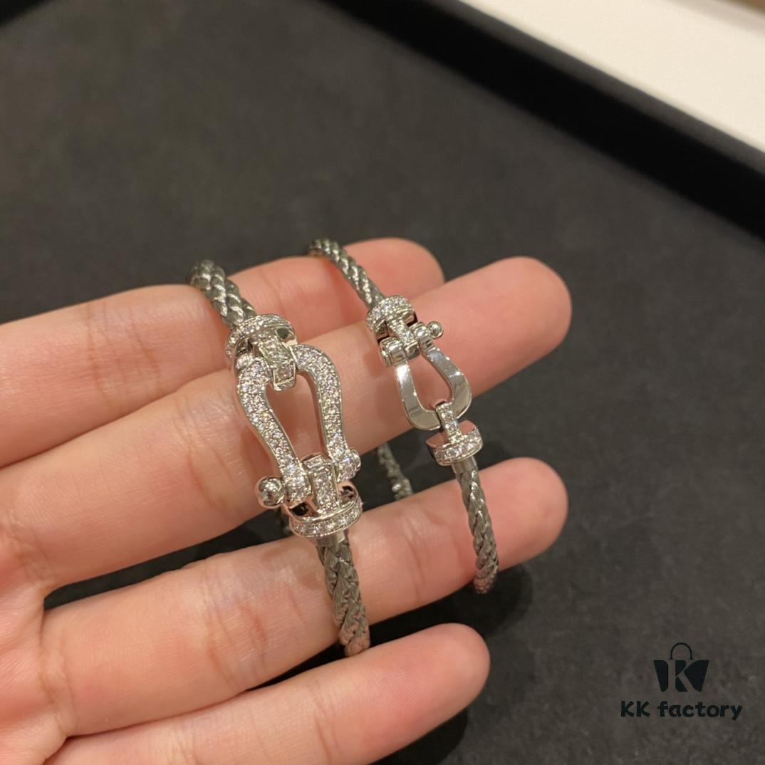 FRED Full Diamond Large Silver Bracelet