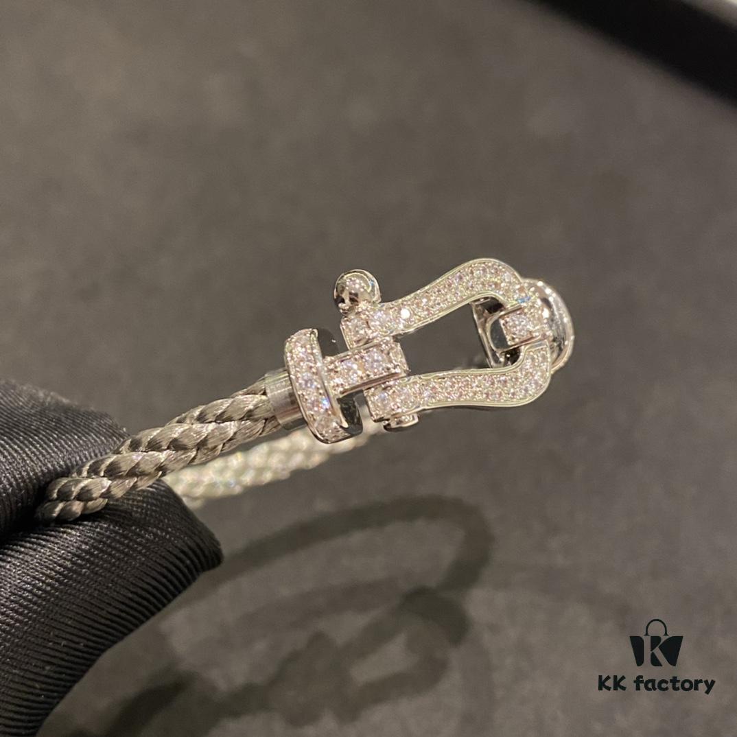 FRED Full Diamond Large Silver Bracelet