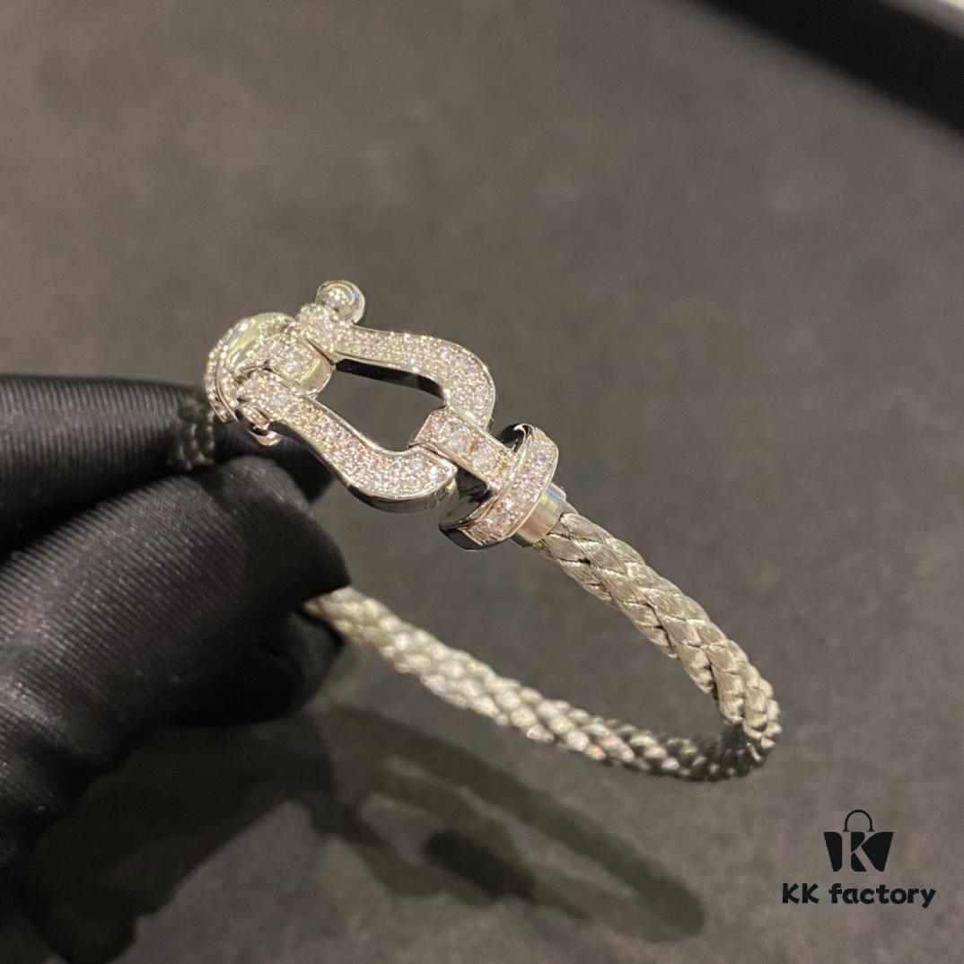 FRED Full Diamond Large Silver Bracelet