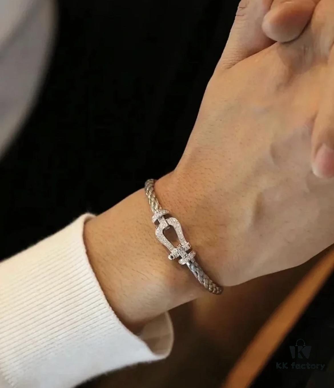 FRED Full Diamond Large Silver Bracelet