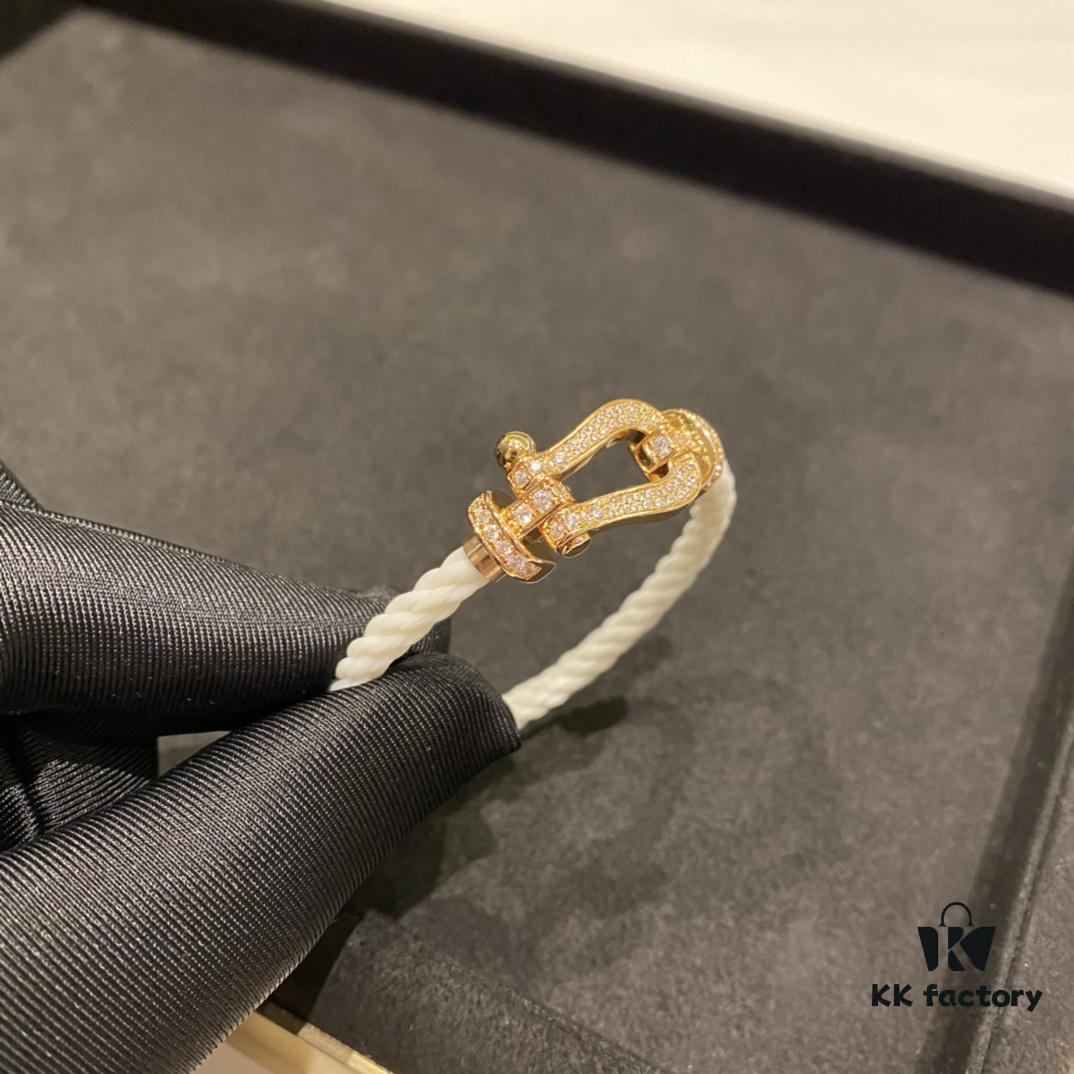 FRED Large Diamond-Paved White Bracelet