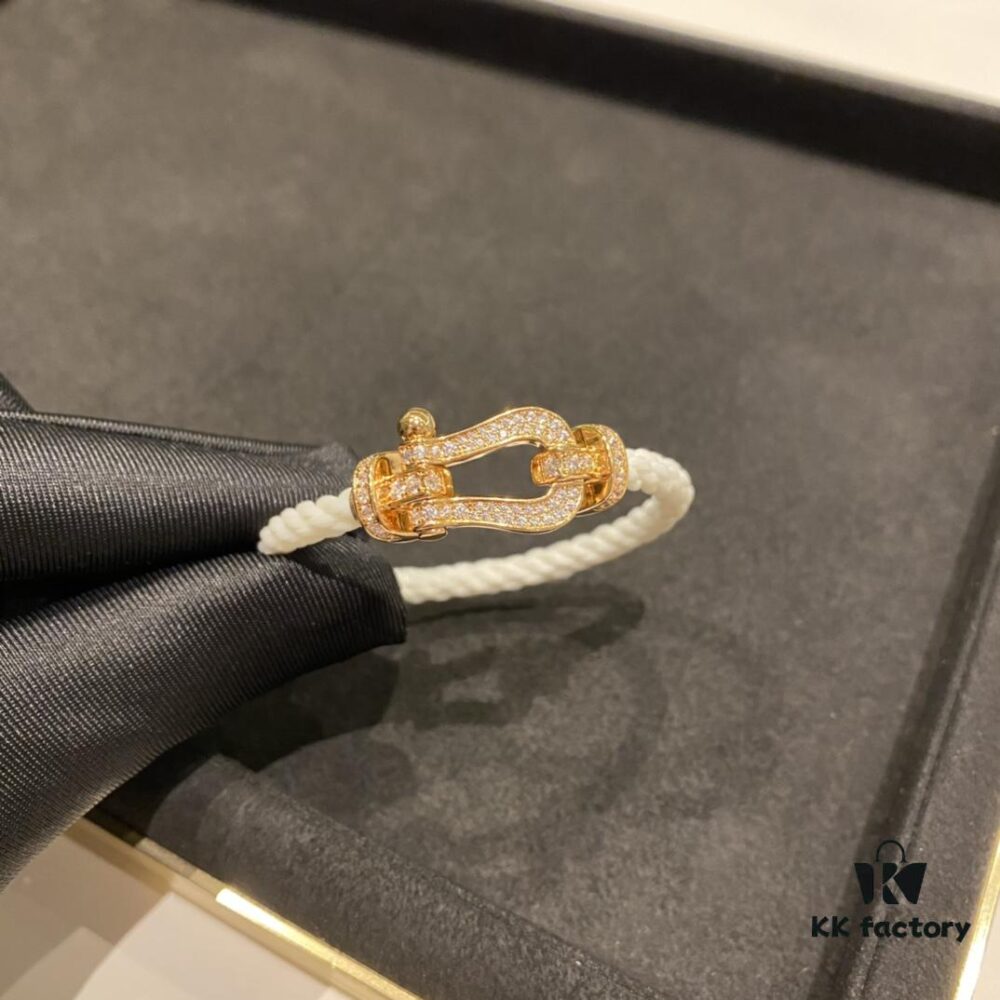 FRED Large Diamond-Paved White Bracelet