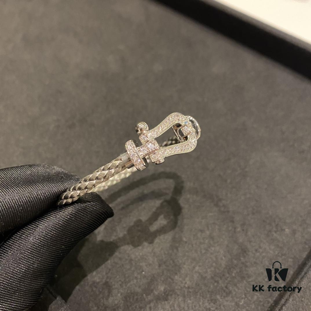 FRED Full Diamond Large Silver Bracelet