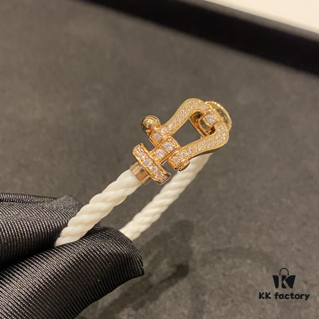 FRED Large Diamond-Paved White Bracelet