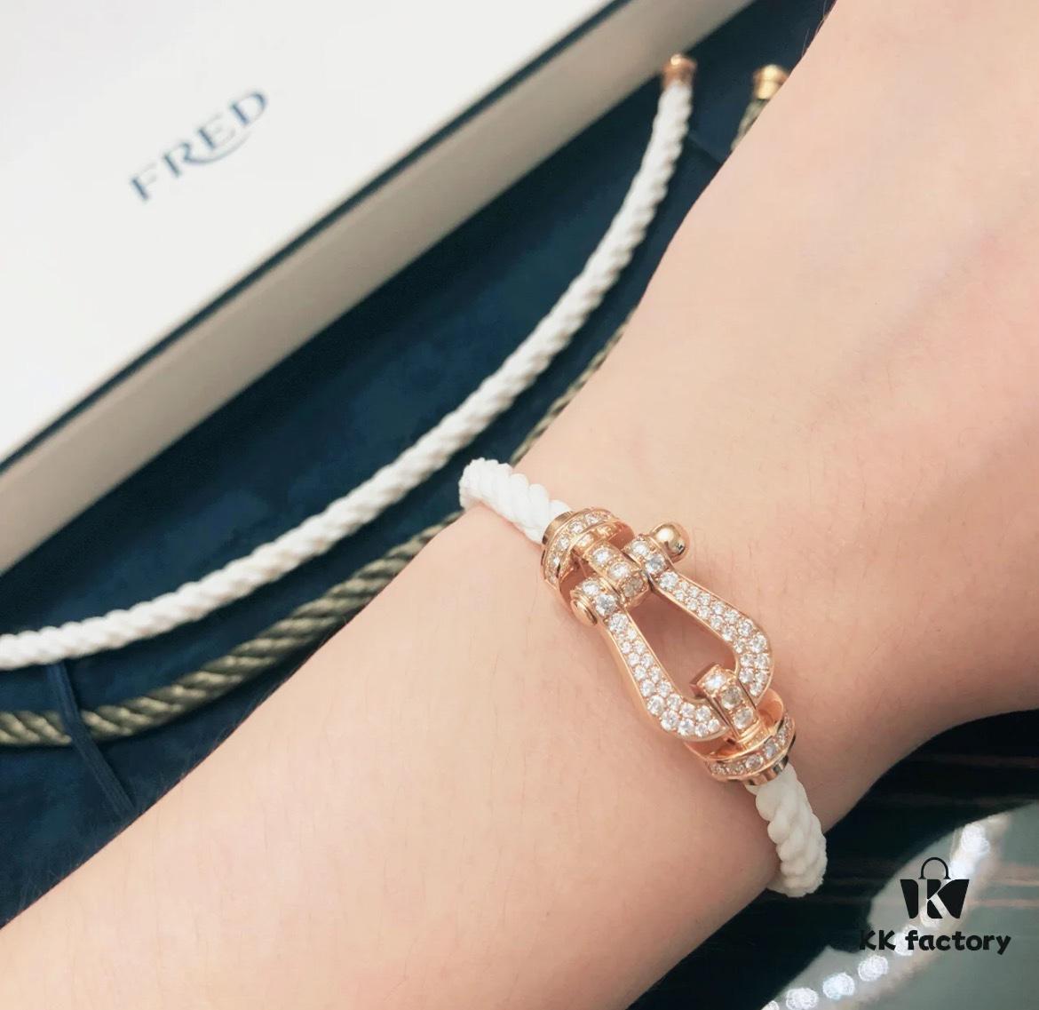 FRED Large Diamond-Paved White Bracelet