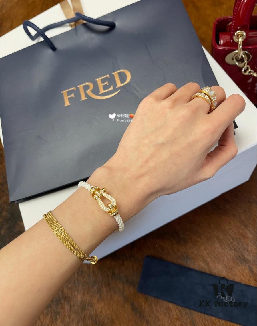 FRED Large Diamond-Paved White Bracelet