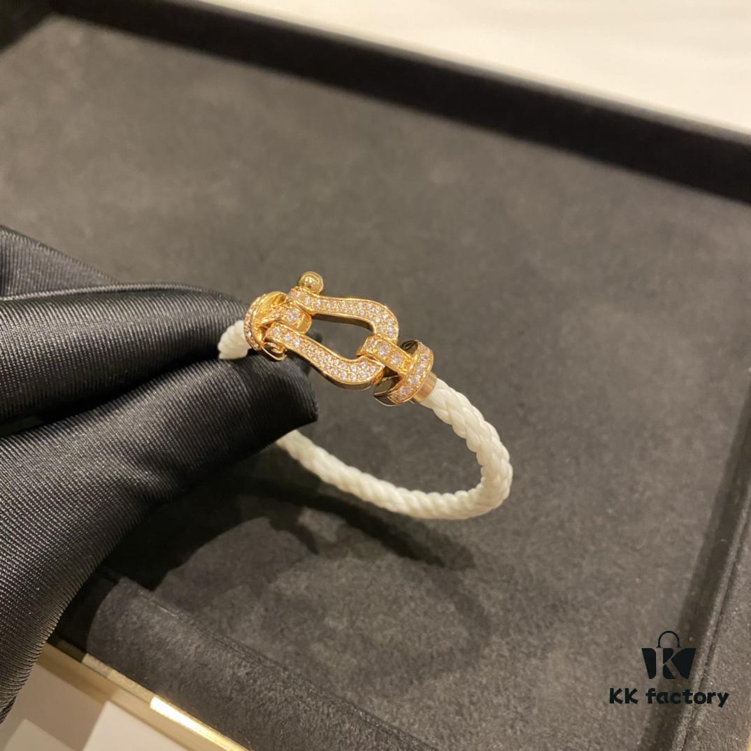 FRED Large Diamond-Paved White Bracelet