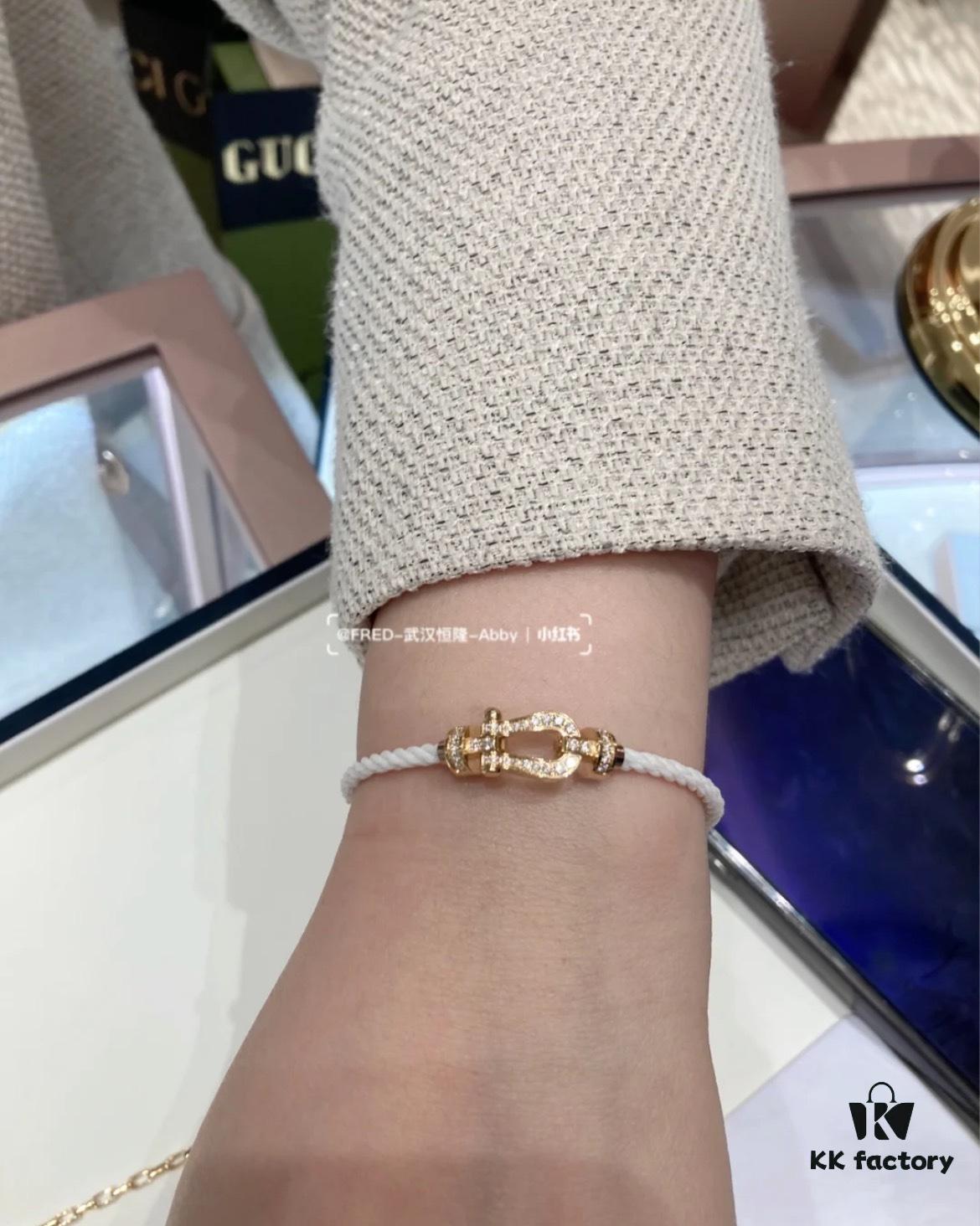 FRED Force 10 Bracelet in White with Diamond-Set Clasp – Large Size