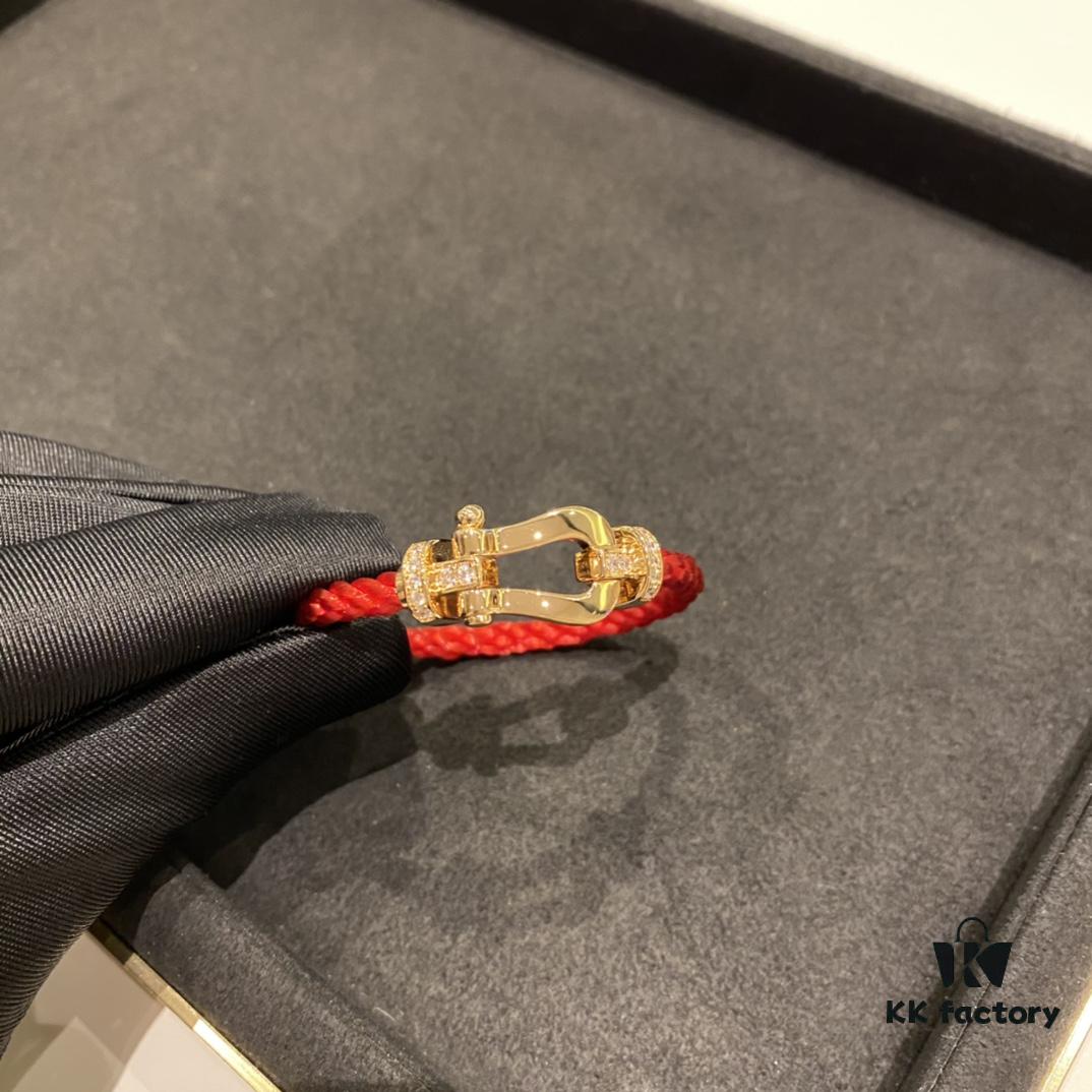 FRED Force 10 Bracelet - Large Rose Gold with Diamonds, Classic Red String