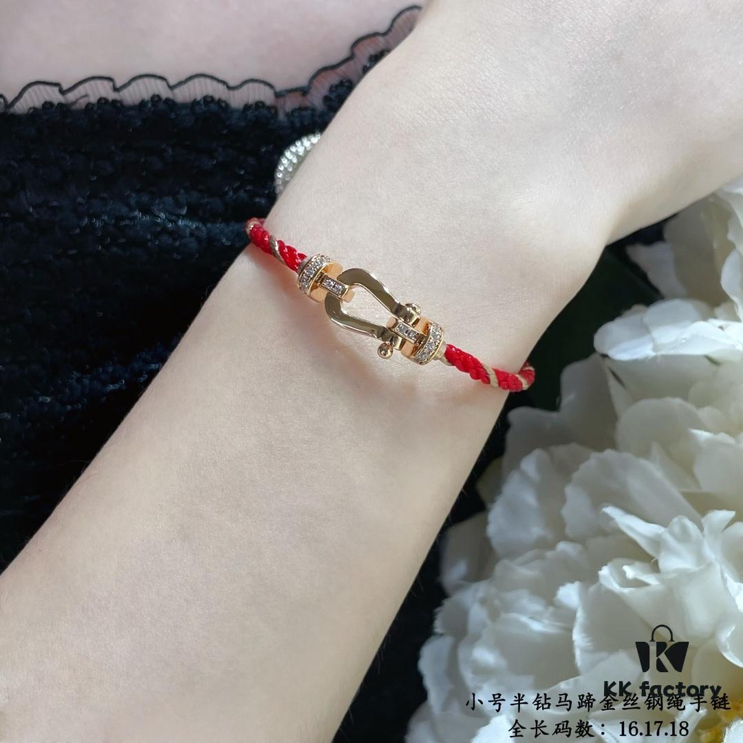 New Release ❤️ Fred Style Small Half-Diamond Horseshoe Gold-Plated Stainless Steel Bracelet – Fashionable, Exquisite, High-End Custom Design