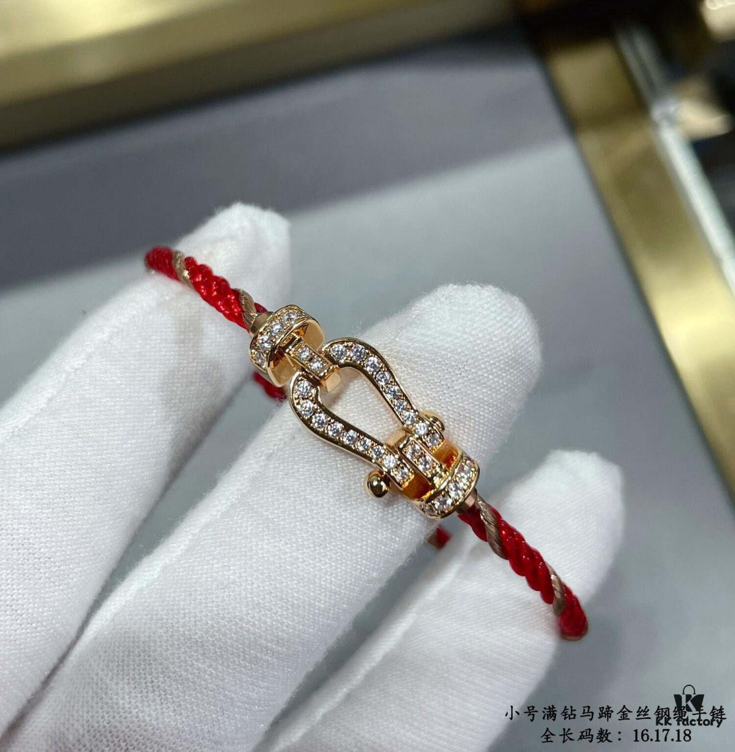 New Arrival ❤️ Fred Style Small Full Diamond Horsehoof 18K Gold Plated Steel Rope Bracelet