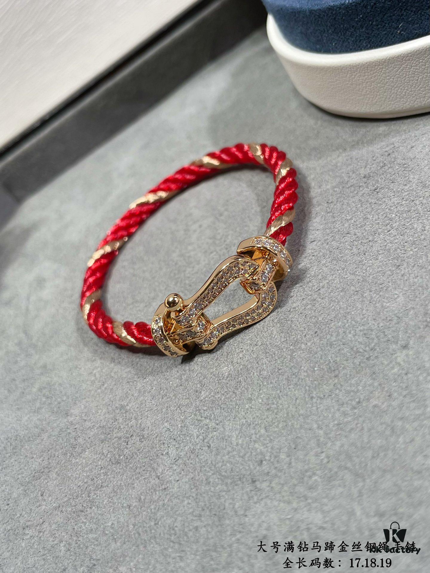 New Arrival Fred Large Full Diamond Horsehoof Gold Wire Steel Bracelet – Luxury Fashion Elegant High-End Custom Design, Thickened 18K Gold Plated Craftsmanship, Precision Micro-Pave, Must-Have Item for Influencers and Style Enthusiasts