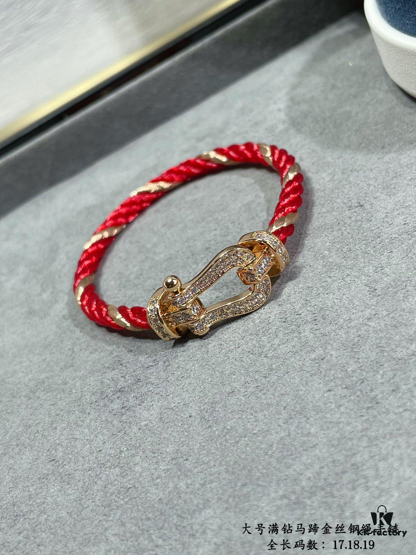 New Arrival Fred Large Full Diamond Horsehoof Gold Wire Steel Bracelet – Luxury Fashion Elegant High-End Custom Design, Thickened 18K Gold Plated Craftsmanship, Precision Micro-Pave, Must-Have Item for Influencers and Style Enthusiasts