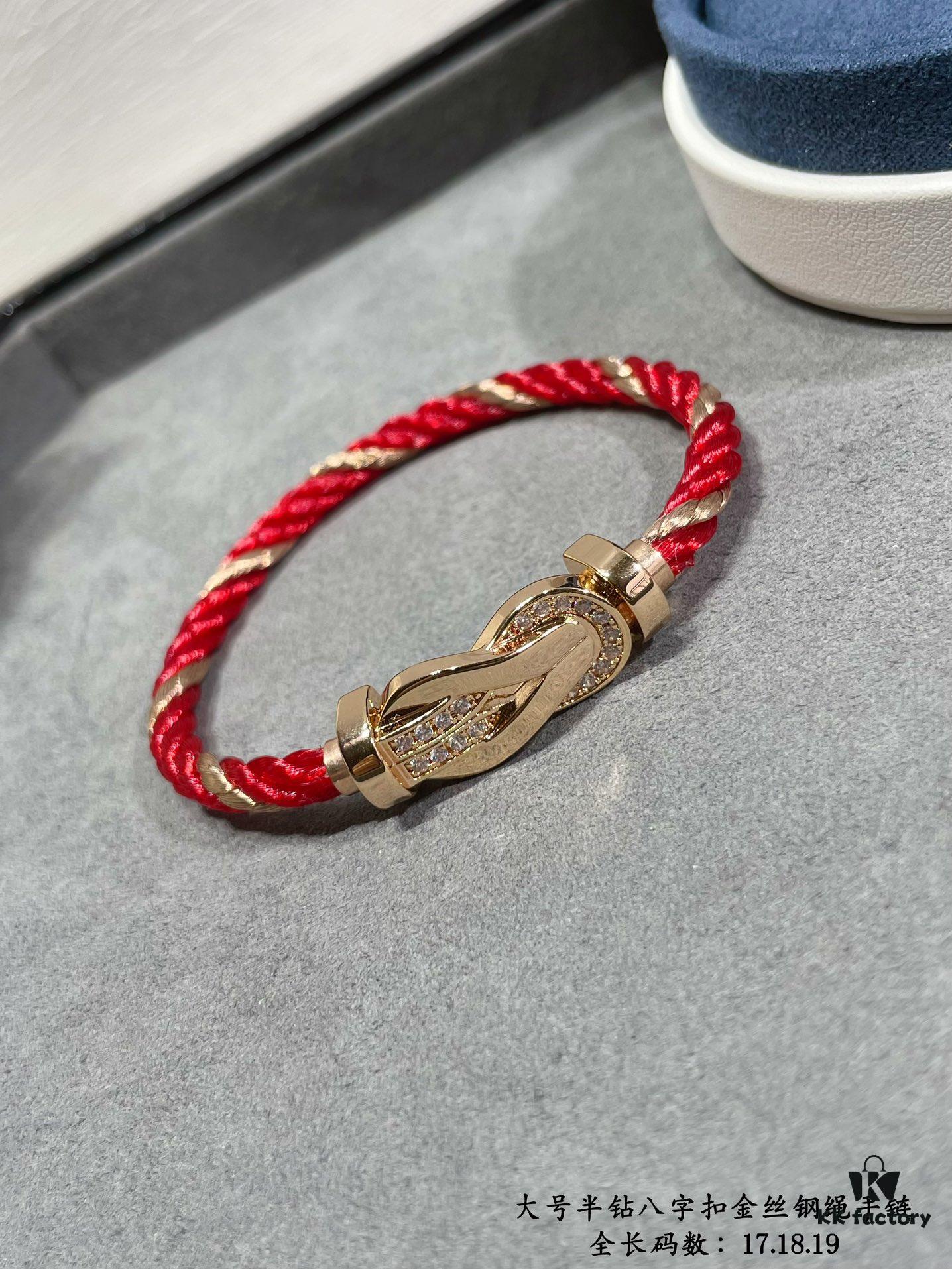 New Release! Fred Large Semi-Pave Cross Knot 18K Gold Plated Steel Cable Bracelet