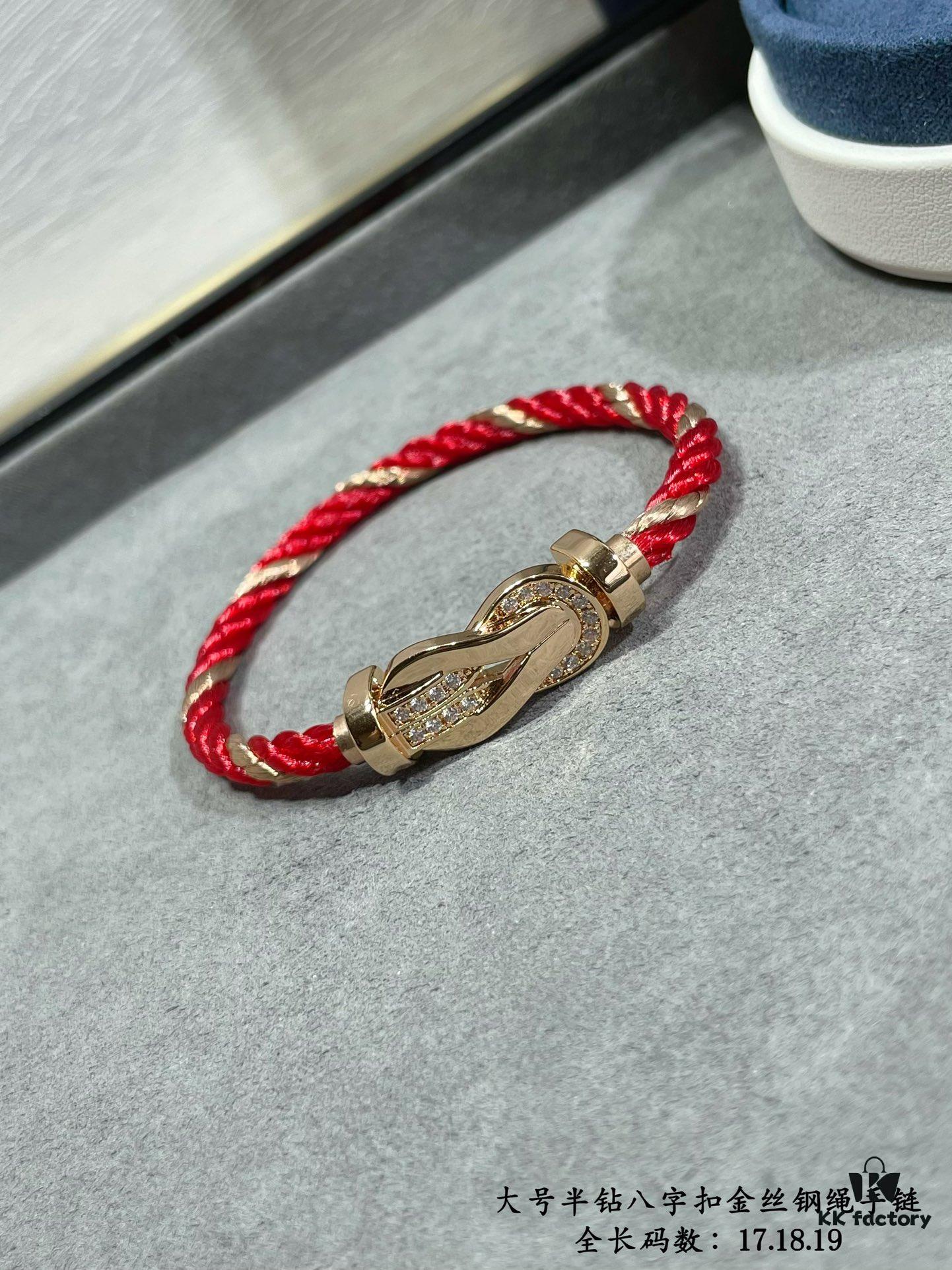 New Release! Fred Large Semi-Pave Cross Knot 18K Gold Plated Steel Cable Bracelet