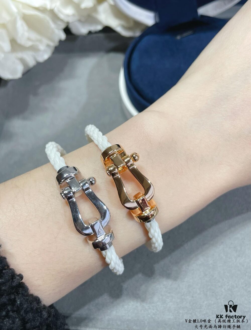 Fred Large Smooth Horseshoe White Rope Bracelet – Luxury Fashion, Exquisite Craftsmanship, High-End Custom Design with Thickened 18K Gold Plated Finish, Precision Micro-Pave, Must-Have Accessory for Influencers and Style Enthusiasts