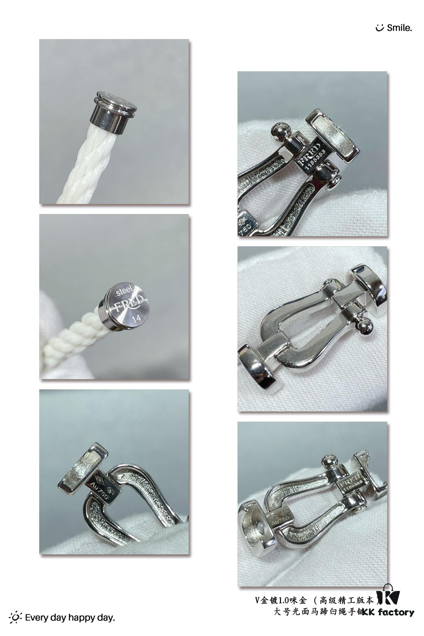 Fred Large Smooth Horseshoe White Rope Bracelet – Luxury Fashion, Exquisite Craftsmanship, High-End Custom Design with Thickened 18K Gold Plated Finish, Precision Micro-Pave, Must-Have Accessory for Influencers and Style Enthusiasts