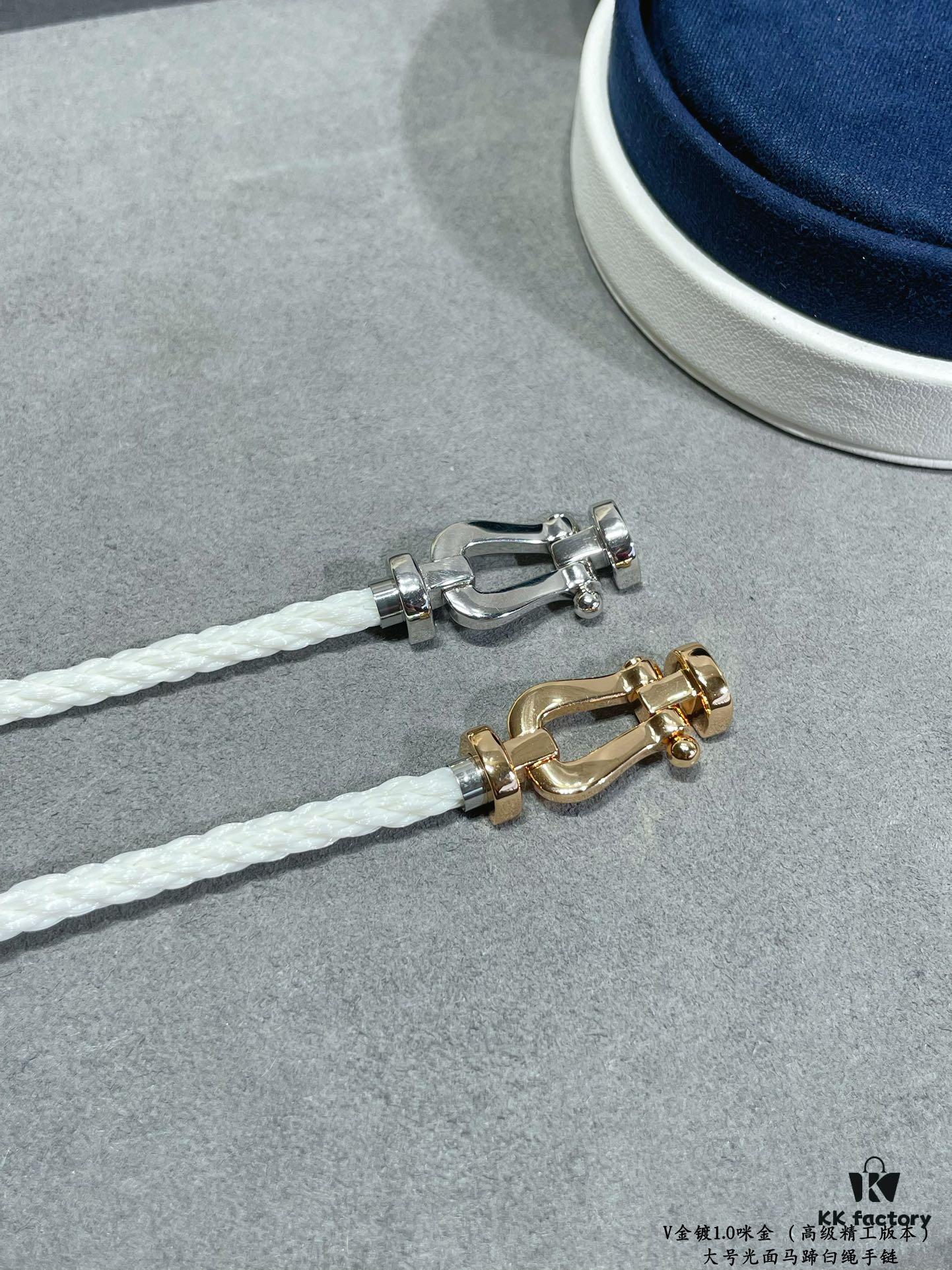 Fred Large Smooth Horseshoe White Rope Bracelet – Luxury Fashion, Exquisite Craftsmanship, High-End Custom Design with Thickened 18K Gold Plated Finish, Precision Micro-Pave, Must-Have Accessory for Influencers and Style Enthusiasts