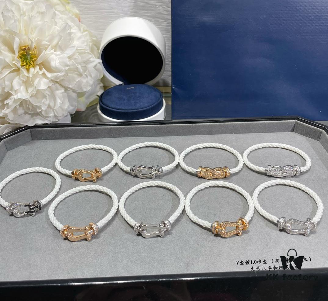 Fred Large Full Diamond Infinity Knot White Rope Bracelet – Luxury Fashion Elegant Design, High-End Custom Jewelry with Thick 18K Gold Plated Finish, Precision Micro-Pave, Must-Have Item for Influencers and Style Enthusiasts