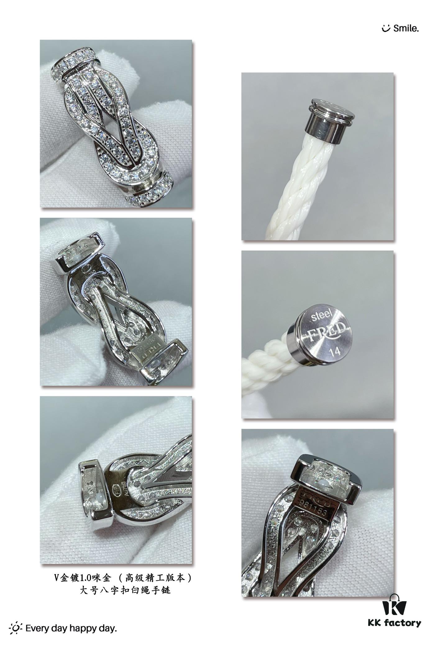 Fred Large Full Diamond Infinity Knot White Rope Bracelet – Luxury Fashion Elegant Design, High-End Custom Jewelry with Thick 18K Gold Plated Finish, Precision Micro-Pave, Must-Have Item for Influencers and Style Enthusiasts