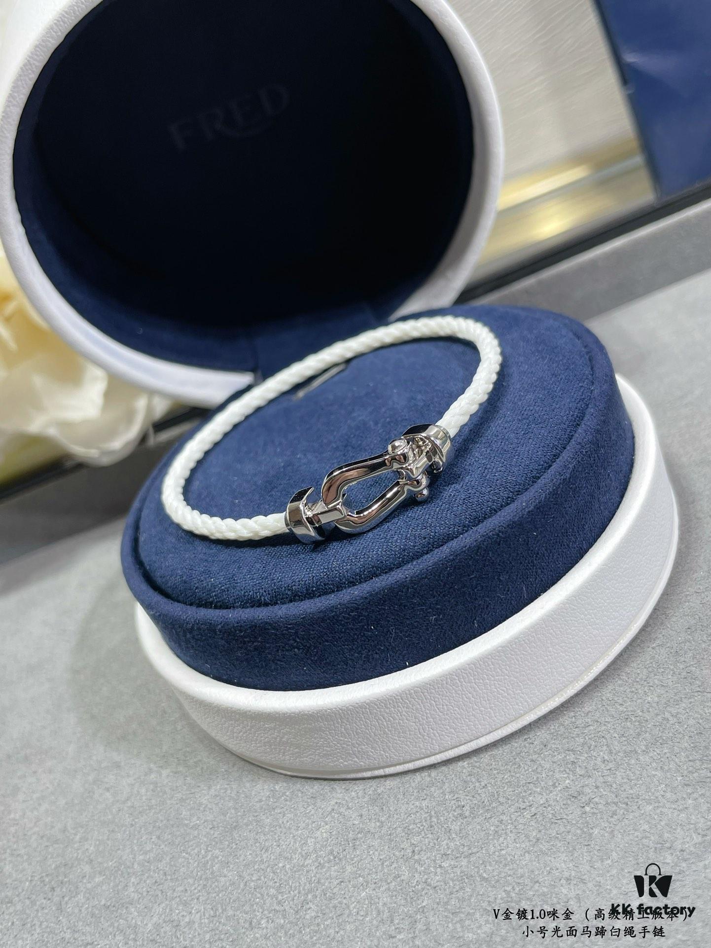 FRED Junior Cable Matte White Rope Bracelet - Luxury Fashion Elegant Design, High-End Customized 18K Gold Plated Thickened Craftsmanship, Micro-Pave, Must-Have Accessory for Influencers and Style Seekers