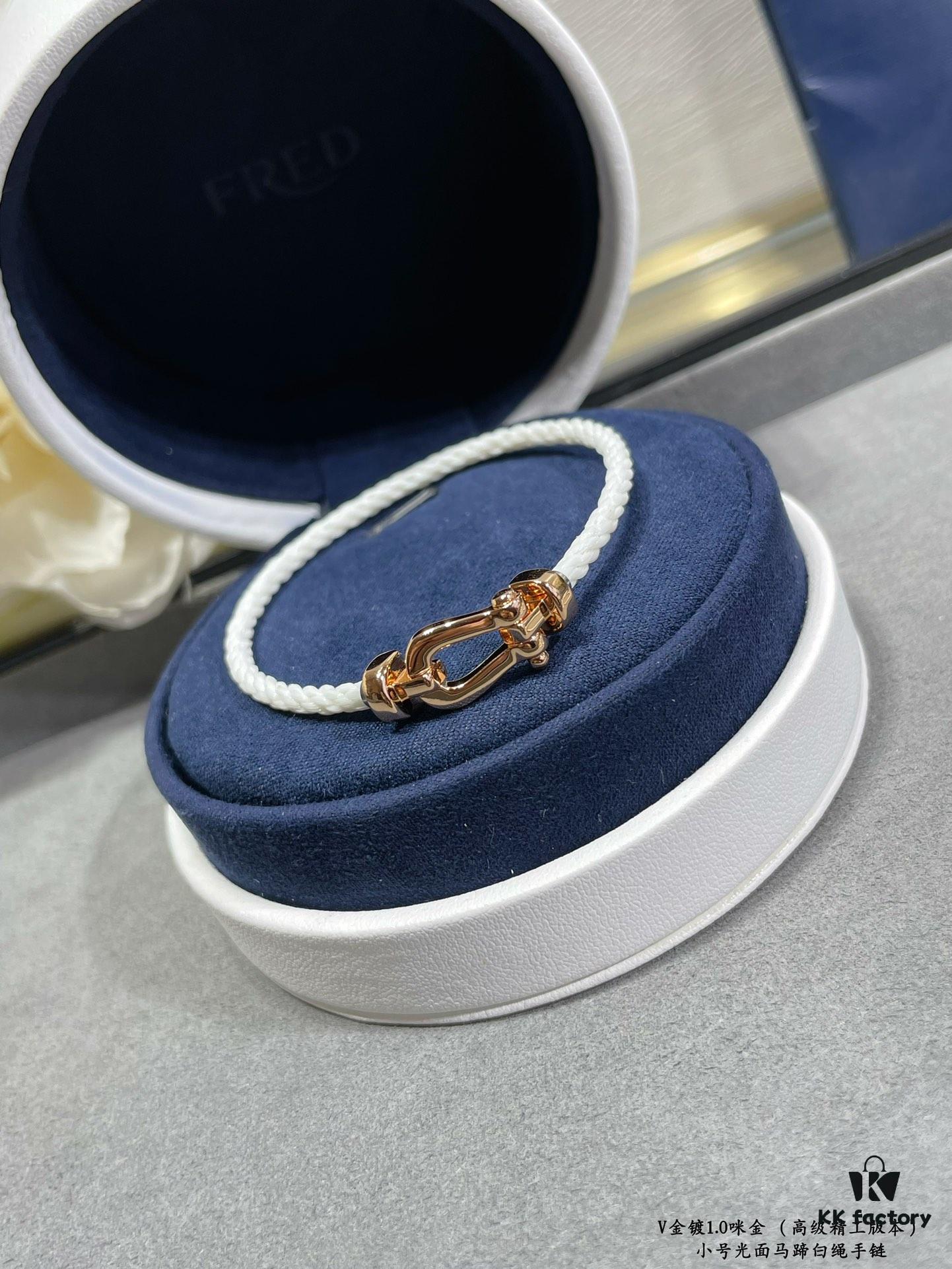 FRED Junior Cable Matte White Rope Bracelet - Luxury Fashion Elegant Design, High-End Customized 18K Gold Plated Thickened Craftsmanship, Micro-Pave, Must-Have Accessory for Influencers and Style Seekers