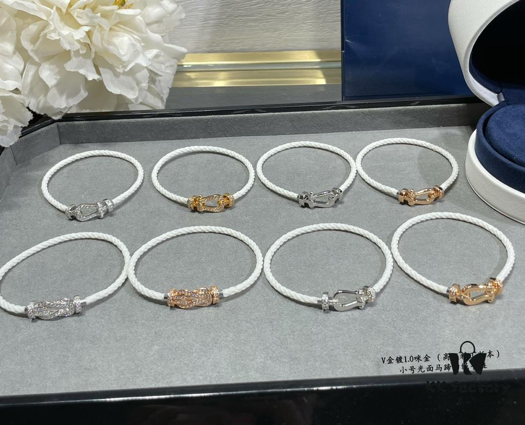 FRED Junior Cable Matte White Rope Bracelet - Luxury Fashion Elegant Design, High-End Customized 18K Gold Plated Thickened Craftsmanship, Micro-Pave, Must-Have Accessory for Influencers and Style Seekers