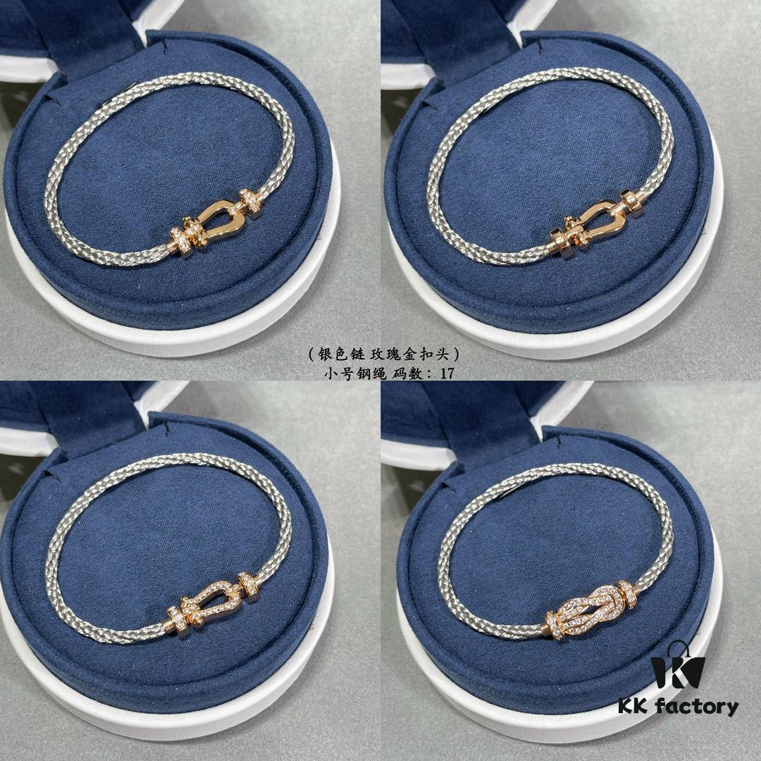 Fred Small Horseshoe Snap Buckle Steel Rope Bracelet, Fashionable and Exquisite, High-End Customized 18K Gold Plated Craftsmanship, Precision Micro-Inlay, Must-Have Item for Influencers and Fashion Enthusiasts