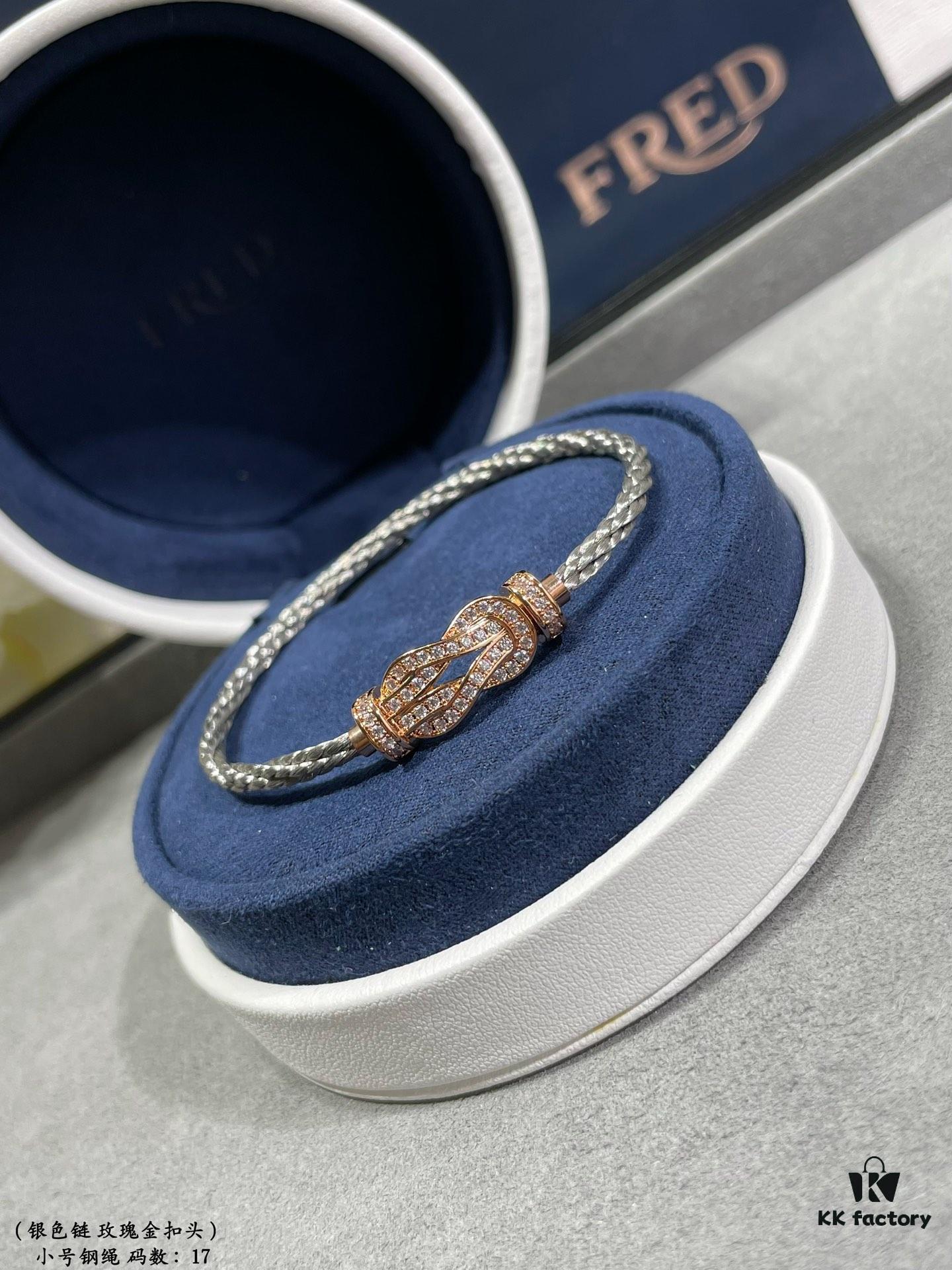 Fred Small Horseshoe Snap Buckle Steel Rope Bracelet, Fashionable and Exquisite, High-End Customized 18K Gold Plated Craftsmanship, Precision Micro-Inlay, Must-Have Item for Influencers and Fashion Enthusiasts