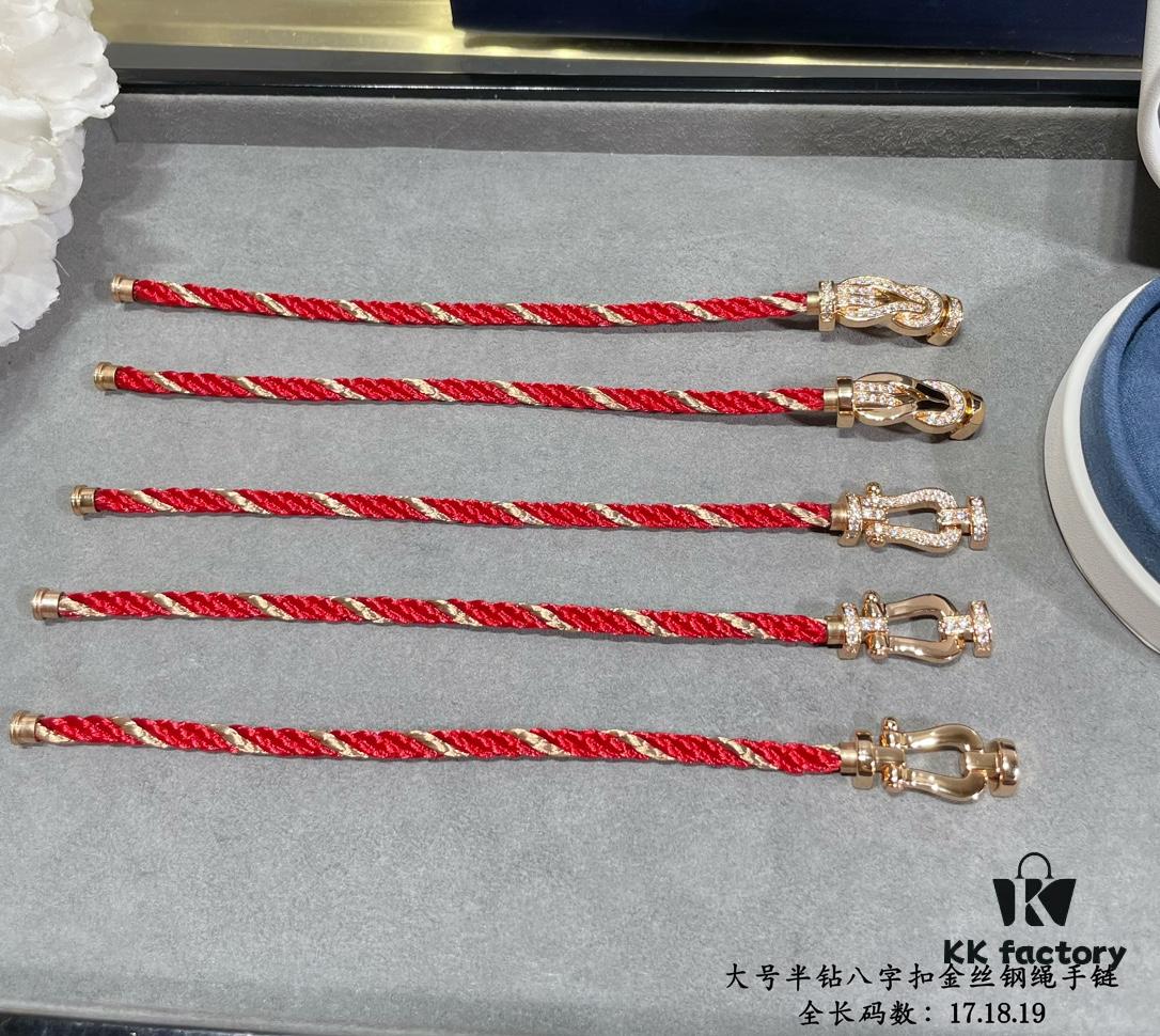 New Release! Fred Large Semi-Pave Cross Knot 18K Gold Plated Steel Cable Bracelet