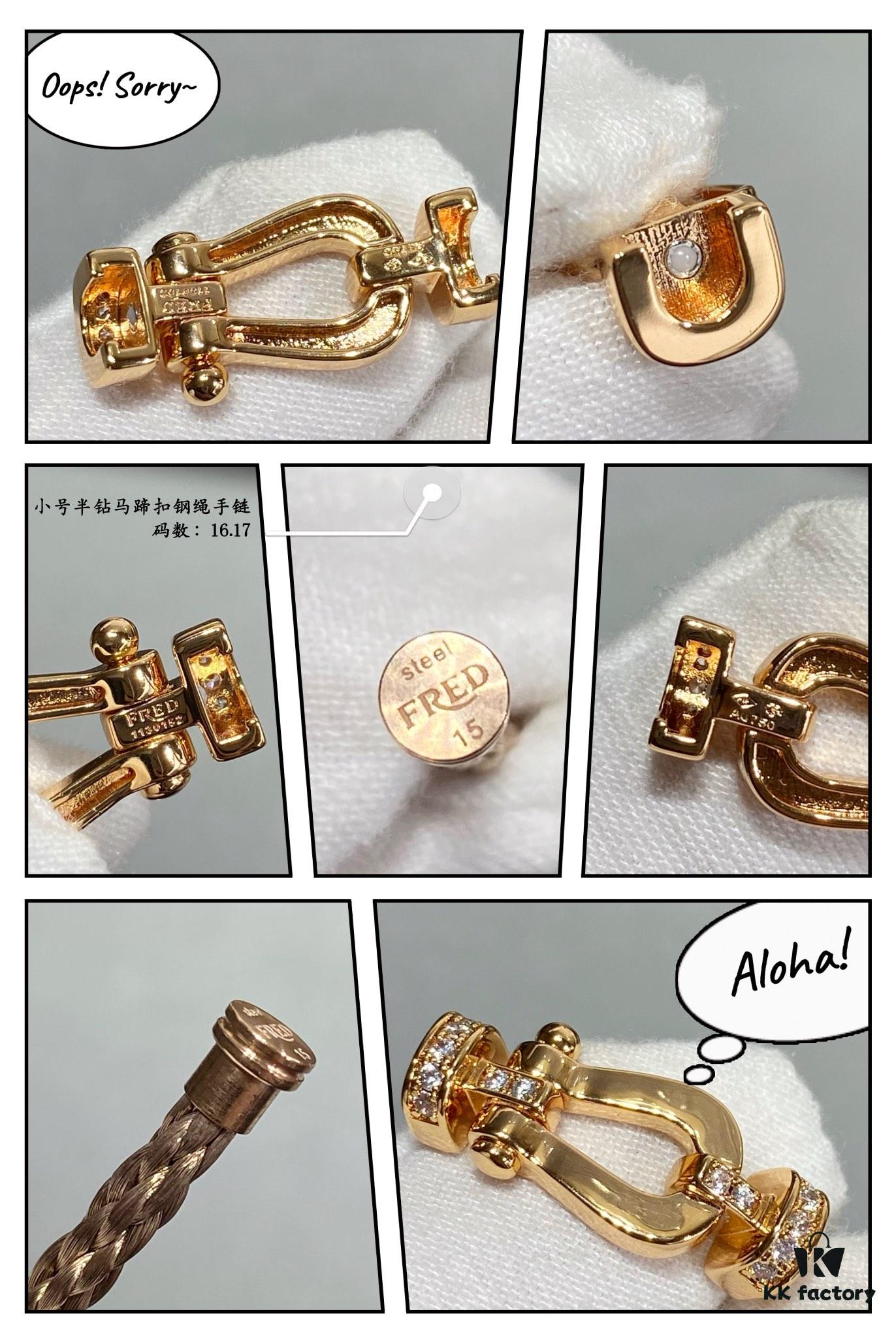 FRED-inspired Small Half-Diamond Horseshoe Steel Rope Bracelet, Luxury Fashion Exquisite Craftsmanship, Thickened 18K Gold Plated, Micro-Pave Design, Must-Have Item for Trendsetters and Fashion Enthusiasts